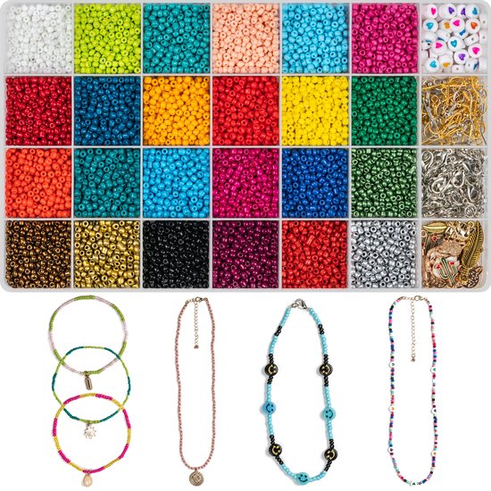 Perles de verre mis en semences Kit pour la fabrication de Bijoux 2MM - 24000 pièces