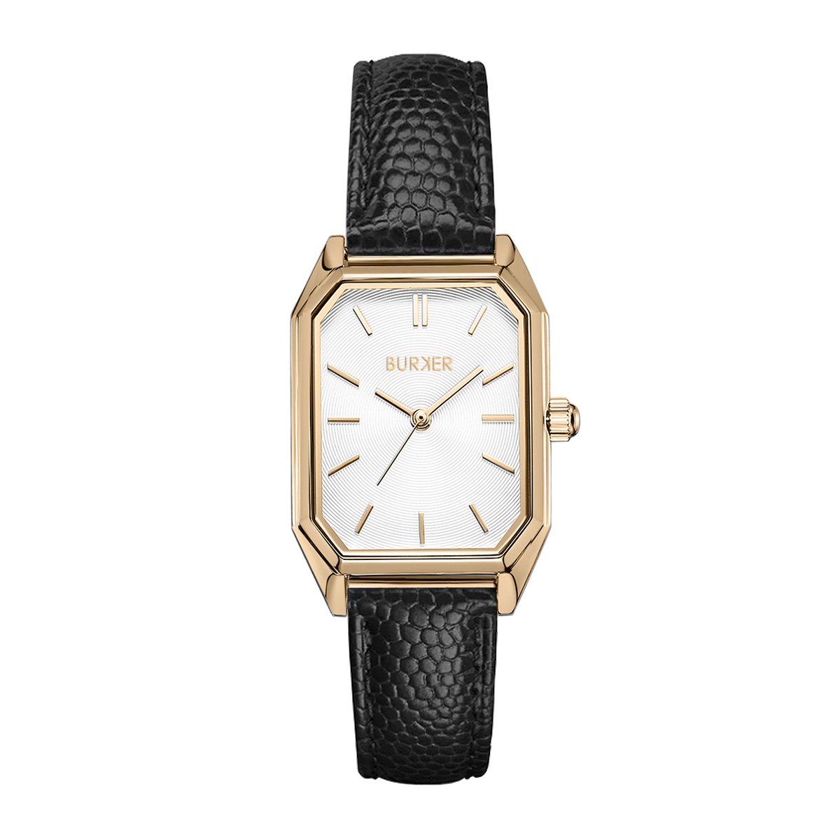 BURKER Isabell Horloge Dames - Rechthoekig - Goud Zwart - Leren Band - 28 mm