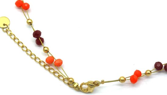 Collier - Perles et Perles - Acier Inoxydable - Longueur 39-45 cm - Oranje