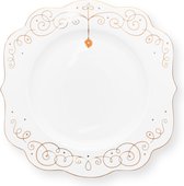 Pip Studio Royal Winter White - assiette à gâteau ⌀17cm - blanc - porcelaine - accents dorés - Boule de Noël - Vaisselle de Noël
