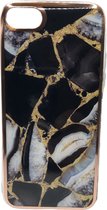 Luxe Marmer Back Cover hoesje - Geschikt voor iPhone 7/8/ iPhone SE (2020 / 2022) - Marmer - Luxe - Zwart