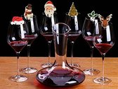 Akyol - kerst wijnglas versiering -10 stuks-karton-wijnglas markers - tafeldecoratie kerst-oud en nieuw - versiering-oud en nieuw - decoratie-wijn houders versiering-glas versiering -oud en nieuw - kerstdiner- kerst ontbijt glazen versiering