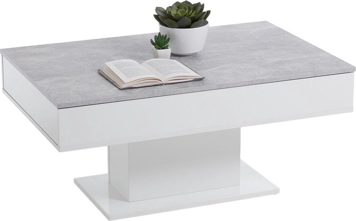 Salontafel Avola 100 cm breed in grijs beton met wit
