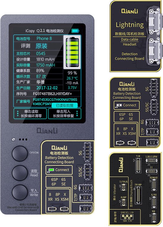 Foto: Qianli icopy plus 2 1 iphone accessoires elektronica lcd en aanraakgegevensoverdracht vibrerende motoroverdracht basebandoverdracht