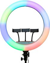 Rixus - Selfie LED Ring Lamp 56cm + Tripod Stand- lamp - Ringlamp - Statief - Tik tok - flitser – Make up light – Studiolamp – Ring Light