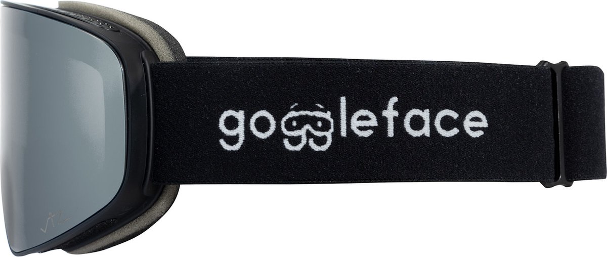 Goggleface - Straight Line Black | Snow Silver - skibril - goggle - silver - zwart