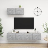 The Living Store Tv-meubelset - Betongrijs - 80 x 30 x 30 cm - Montage vereist