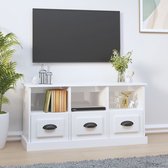 The Living Store Tv-kast - Hoogglans wit - 100 x 35 x 50 cm - Bewerkt hout