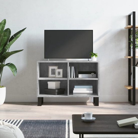The Living Store Tv-meubel Praktisch tv-meubel - 69.5 x 30 x 50 cm - Betongrijs