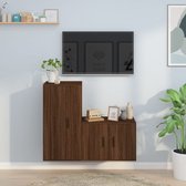 The Living Store TV-meubelset - Klassiek Bruineiken - Wandgemonteerd - 57x34.5x40 cm - 40x34.5x80 cm