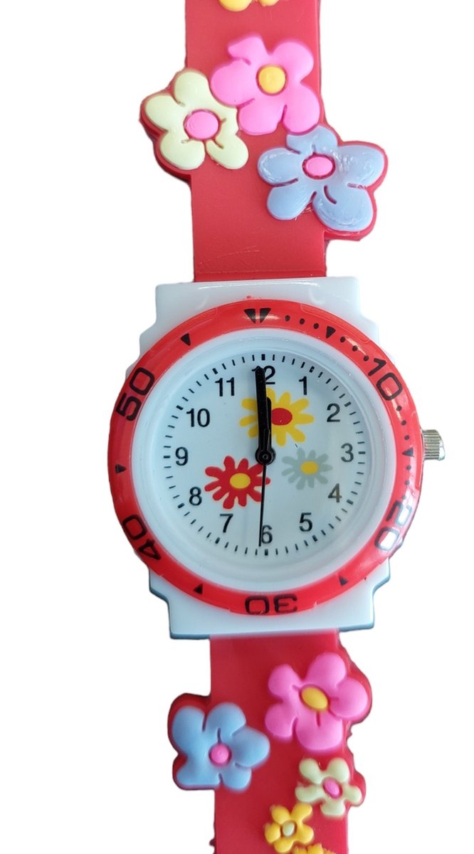 Horloge voor Kinderen - Bloemen - Kast 32 mm - Rood