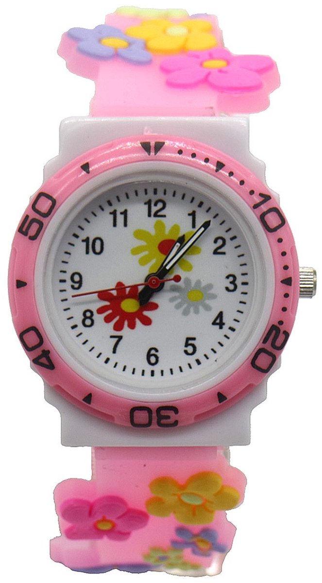 Horloge voor Kinderen - Bloemen - Kast 32 mm - Lichtroze