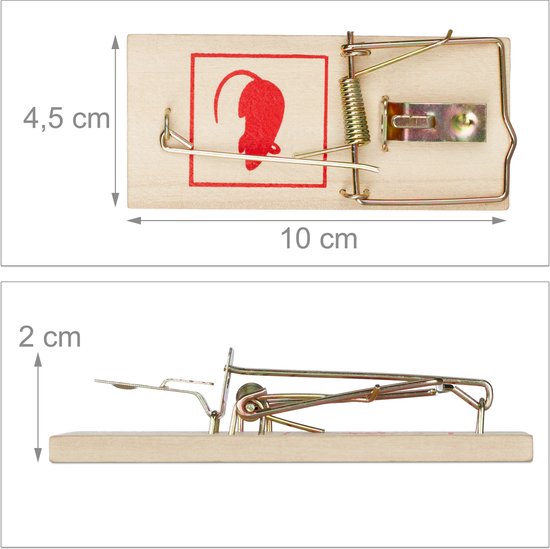 Piège à souris en bois Relaxdays - lot de 25 - classique - pince à souris réutilisable - efficace