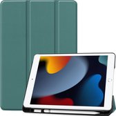 Tablet hoes geschikt voor iPad 2021 / 2020 / 2019 Hoes met Apple Pencil Houder en Auto Sleep/Wake functie - Tri-Fold book Case - 10.2 inch - Licht Groen