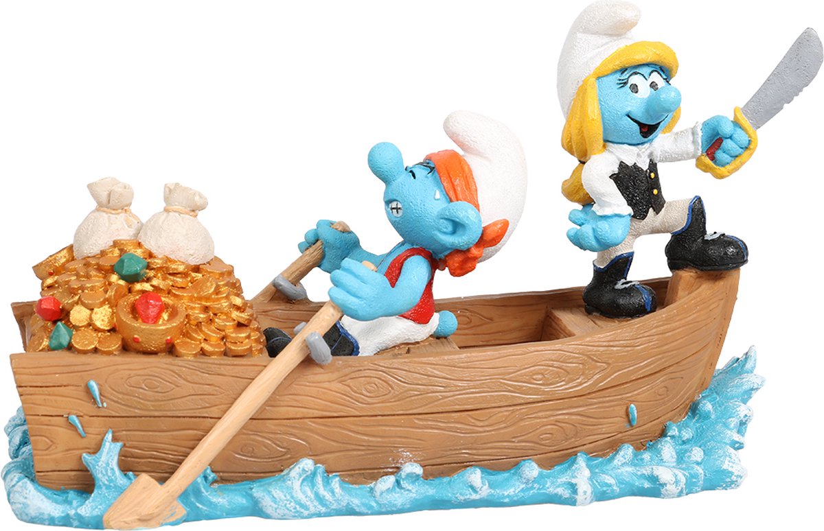 Smurfs Aquadella - Aquariumdecoratie - Vissen - Smurfen Op Water Piraten 18,7x8,2x10,8cm Meerkleurig - 1st