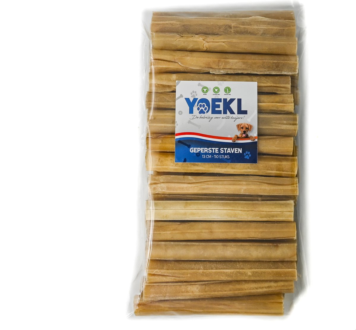 YOEKL Geperste Kauwstaven 13 cm - 50 stuks - Hondensnacks - Hondensnoepjes - Hondensnacks Gedroogd - Hondensnacks Kauwbot