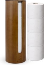 Toiletpapieropslag voor 4 rollen, houten toiletrolhouder, vervangende rolhouder, toiletpapieropslag met deksel, toiletrolopslag zonder boren (donker)
