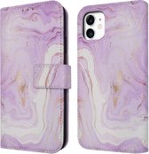 iMoshion Hoesje Geschikt voor iPhone 11 Hoesje Met Pasjeshouder - iMoshion Design Bookcase smartphone - Paars / Purple Marble