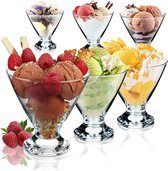 IJsbekerset, ijsschalen, dessertglazen met voet voor ijs, desserts, fruit, voorgerechten, cocktails, 6 stuks, 460 ml