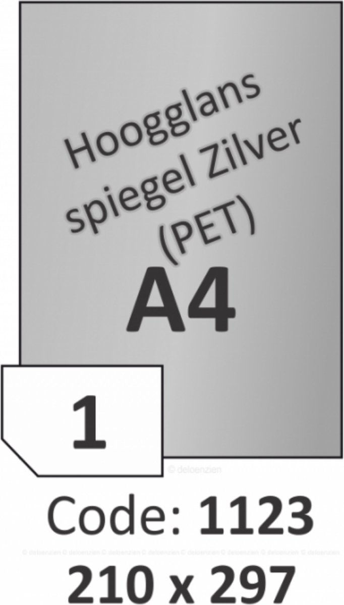 R0554.1123.B Rayfilm Glazende zilver PE-mirror etiketten 50µ 210x297 mm - 1 per blad - 50 etiketten per doos van 50 vel