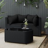 The Living Store Loungeset Allibert - Hoekbank - Zwart - 63x63x57.5 cm - Weerbestendig