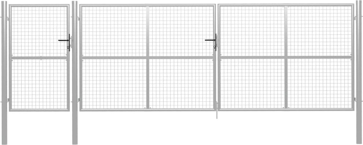 The Living Store Tuinpoort - 500 x 200 cm - Robuust staal - Zilver - Inclusief slot
