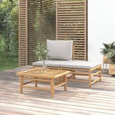 The Living Store Tuinset - Bamboe - Modulair - Comfortabele zitervaring - Praktisch tafelblad - Duurzaam materiaal - Inclusief kussens