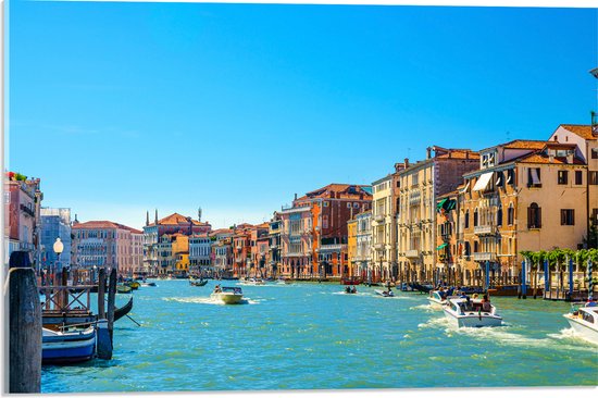 Acrylglas - Wateren van Venetië bij Gekleurde Huisjes - 60x40 cm Foto op Acrylglas (Wanddecoratie op Acrylaat)