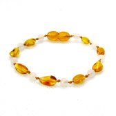 Wild Sun Barnsteen Armband Kind - Amber Enkelbandje - Baltische Barnsteen – 16,5 cm - Beans - Honey