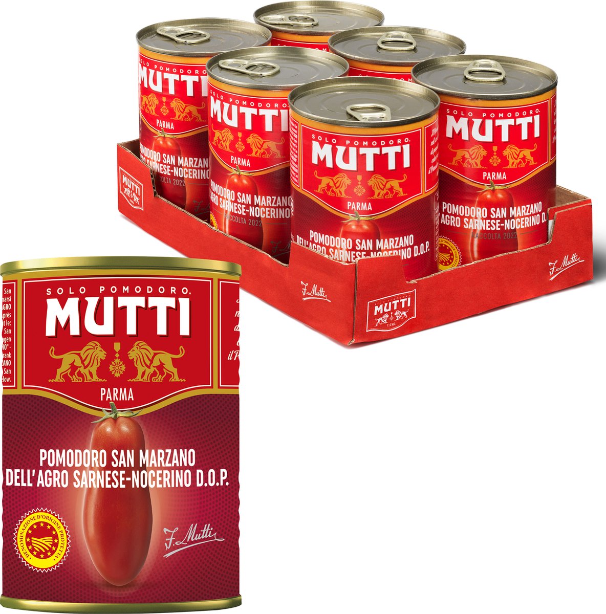 Mutti Pelati San Marzano gepelde tomaten - 6 x 400 gram