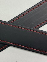 DriesjesⓇ – supports d'étagère – supports d'étagère – cuir – noir – ensemble – 90x3,5cm – Couture rouge