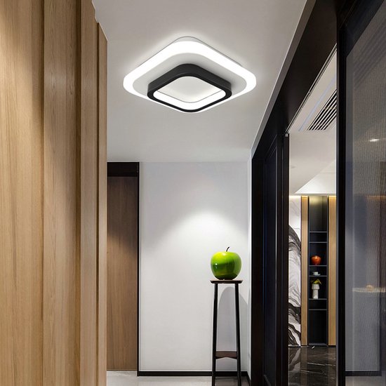 Lichtendirect - Plafonnier LED bord LED noir - Plafonnier - Moderne - Éclairage intérieur- Dimmable 3 étapes - Lampe de chambre à coucher l: 32CM - 3 500K - 6500K - 20W