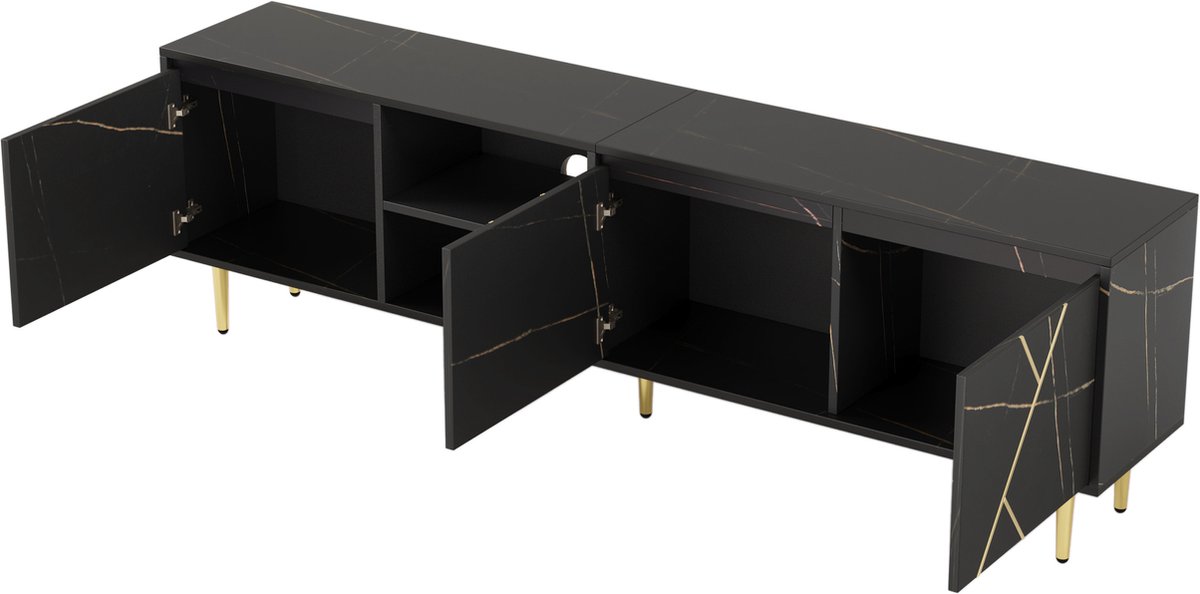 Merax TV-Schrank 180cm mit 2 Rattan-Schubladen, 2 Glastüren und 1 Rattan-Tür, TV-Lowboard für 80-Zoll Fernseher, TV-Möbel mit LED und Glas, Braun ab 189,99 € (April 2026