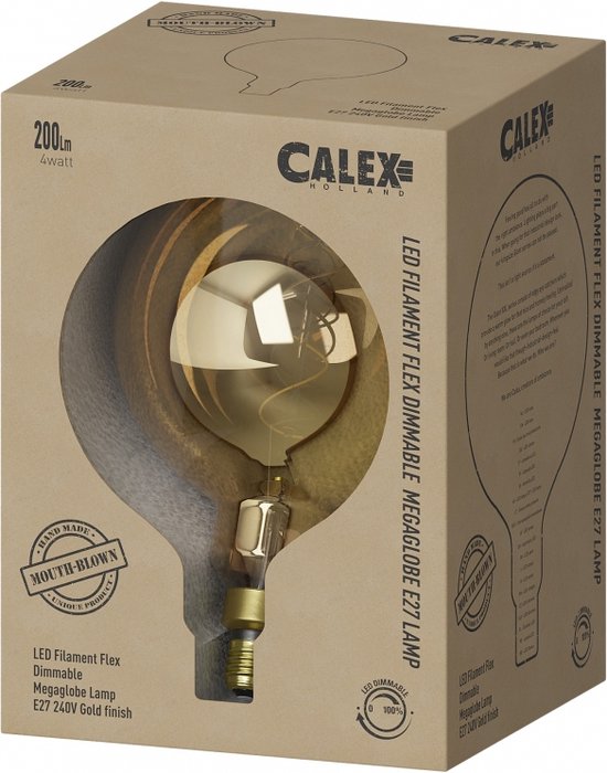 Calex Paris ampoule LED E27 6 W 2 200 K dim dorée