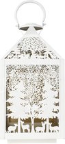 Colmore by Diga metaal lantaarn wit met bos tafereel 26 x 55 cm - laat de kerst maar komen!
