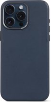 DECODED Leather Back Cover - iPhone 15 Pro Max - Cuir européen de haute qualité - Adapté à MagSafe - True Navy Blauw