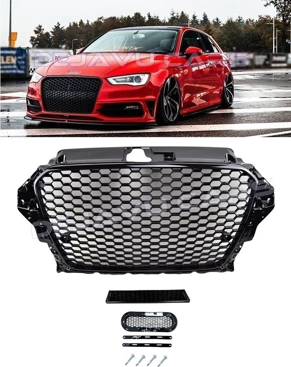 Calandre avant RS3 Look noir brillant Black Edition Grille de réglage de  pare-chocs avant DTM Grille de Bumper RS Look pour Audi A3 8V / S line / S3