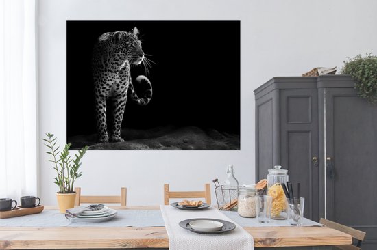 Poster Animaux sauvages - Léopard - Nature - Zwart - Wit - 160x120 cm XXL