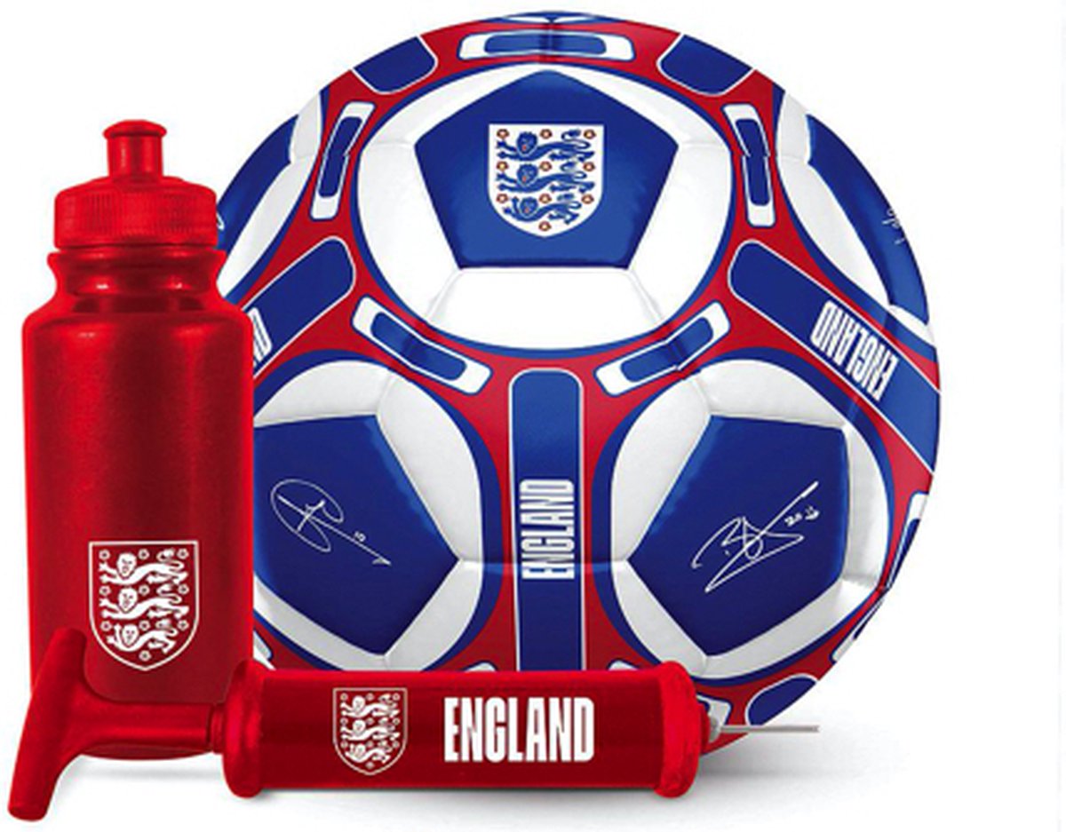 Engeland Nationaal Voetbalteam - gift set - voetbal met handtekeningen - bidon - ballenpomp
