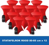 Statafelrok Rood x 12 – ∅ 80-85 x 110 cm - Statafelhoes met Draagtas - Luxe Extra Dikke Stretch Sta Tafelrok voor Statafel – Kras- en Kreukvrije Hoes