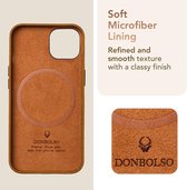 Donbolso© Leren Hoesje Geschikt voor iPhone 14 - Schokbestendige Beschermhoes voor de Originele Apple iPhone 14 - Echt Leren Telefoonhoesje - Vintage Bruin.