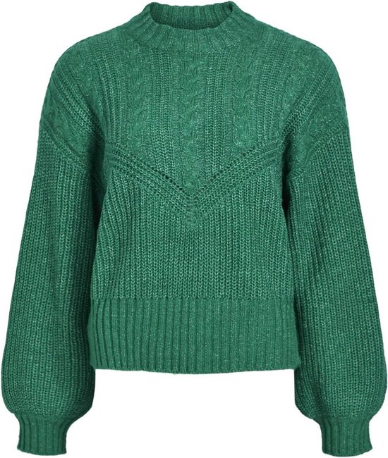 Object Objnova Stella Cable Knit Pullover Noos Truien & vesten Dames - Sweater - Hoodie - Vest- Groen - Maat M