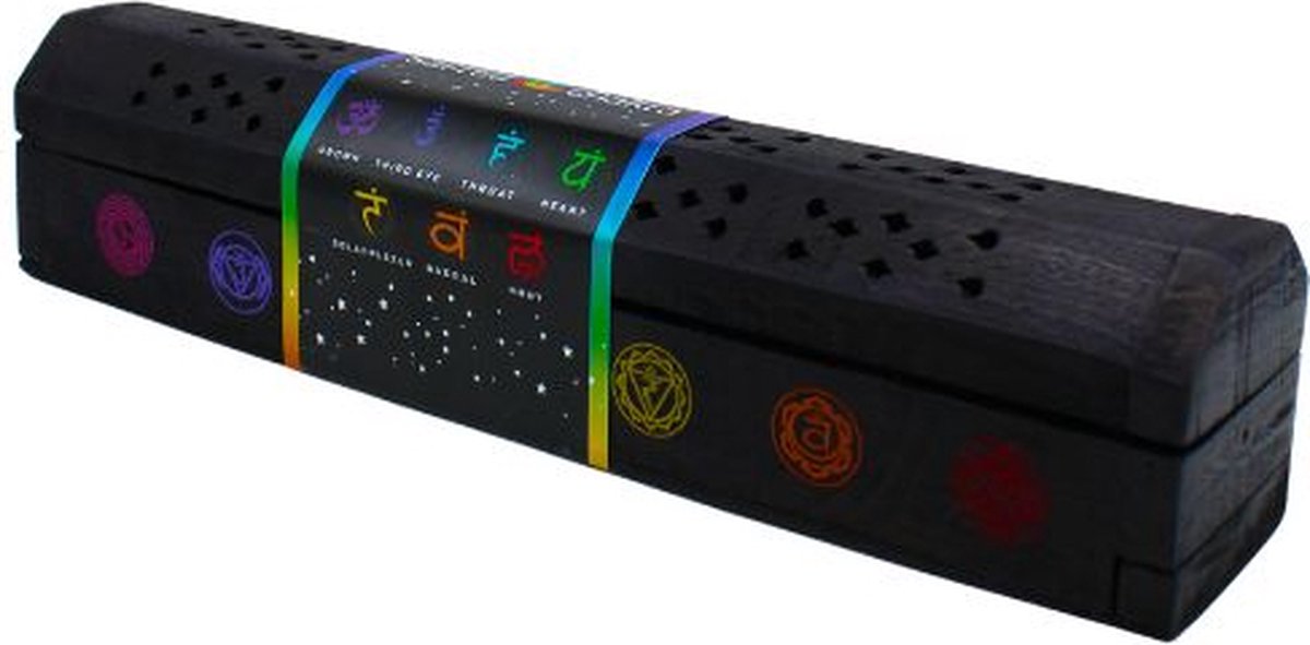 Wierookbrander - Wierookkistje - Chakra symbolen - Zwart