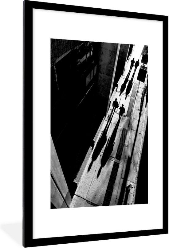 Rue - Zwart et Wit - Personnages - Cadre photo - Cadre - 60x90 cm - Affiche - Décoration murale