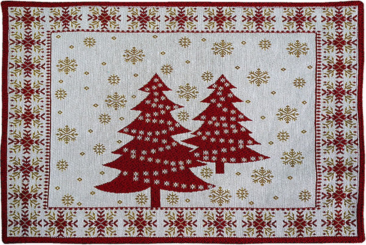 Placemat - Gobelinstof - Kerst - Kerstbomen - Loper 33 x 46 cm