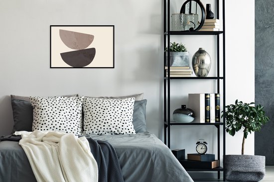 Affiche avec cadre - Cadre - Abstrait - - Beige - Formes - 60x40 cm - Photo sous cadre - Affiche abstraite