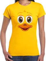 Bellatio Decorations dieren verkleed t-shirt dames - eend gezicht - carnavalskleding - geel XL