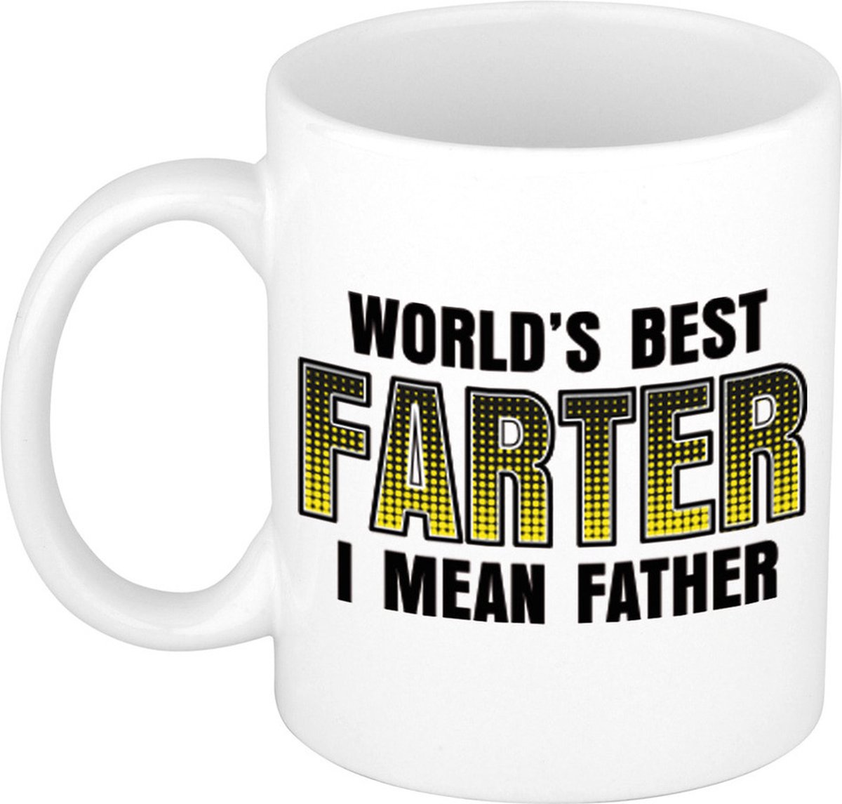 Bellatio Decorations vaderdag cadeau mok - wit - 300 ml - worlds best farter - Cadeau mokken