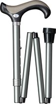 Gastrock Opvouwbare wandelstok - Grijs - Mat - Met clip - Verstelbaar - Lengte 85 - 95 cm - Aluminium - Zacht Derby handvat - Gewicht 385 gram - Diameter wandelstok 18 mm - Wandelstokken - Wandelstok opvouwbaar - inklapbare wandelstok - Uitschuif