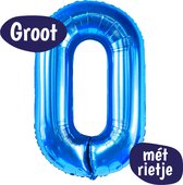 Cijfer Ballonnen - Ballon Cijfer 0 - 70cm Blauw - Folie - Opblaas Cijfers - Verjaardag - 10, 20, 30, 40, 50, 60, 70, 80, 90 jaar - Versiering